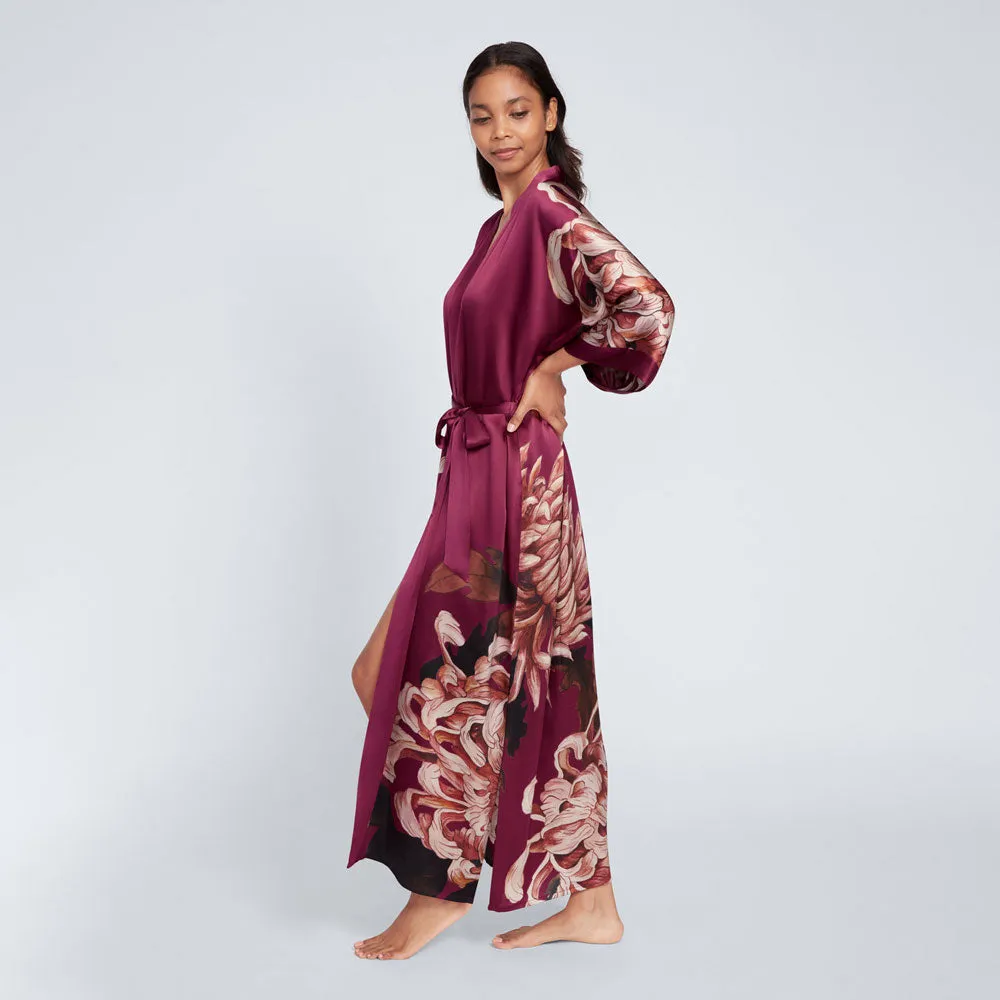 Silk Kiku Long Kimono Robe