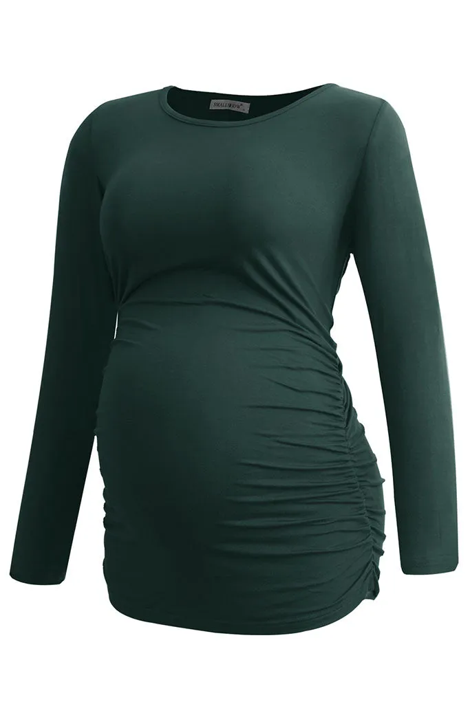 Smallshow Long Sleeve Side Ruched Maternity Tops