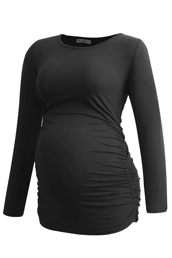 Smallshow Long Sleeve Side Ruched Maternity Tops