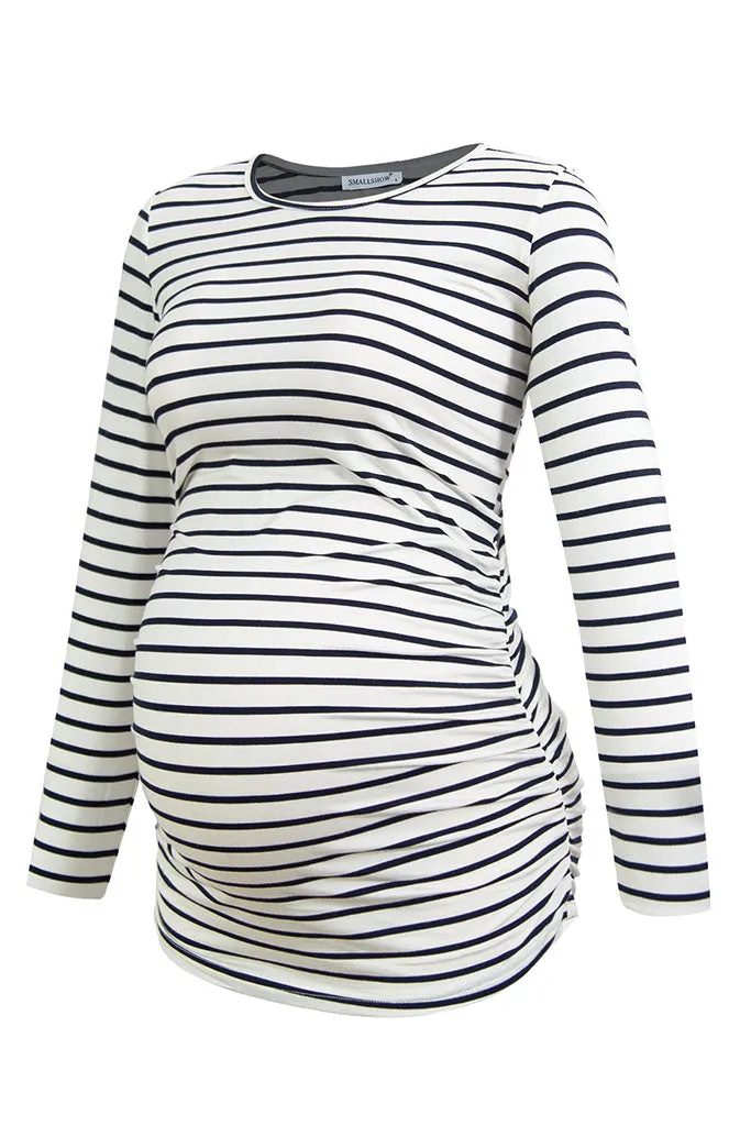 Smallshow Long Sleeve Side Ruched Maternity Tops