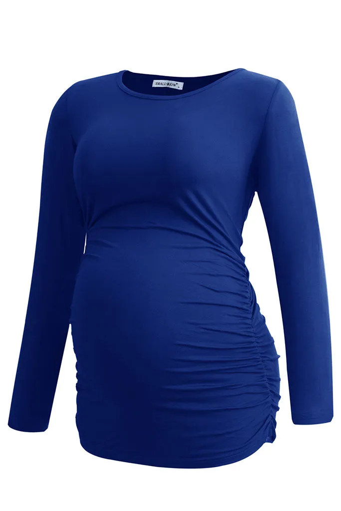 Smallshow Long Sleeve Side Ruched Maternity Tops