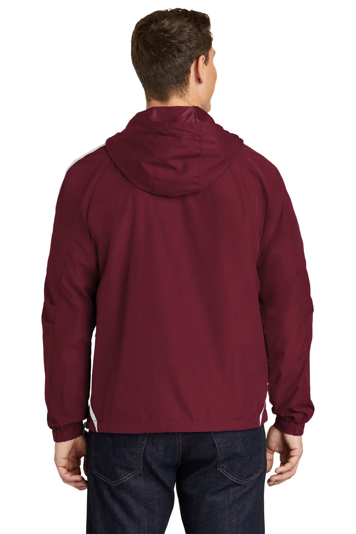 Sport-Tek Colorblock Raglan Custom Anorak Jackets, Maroon/White