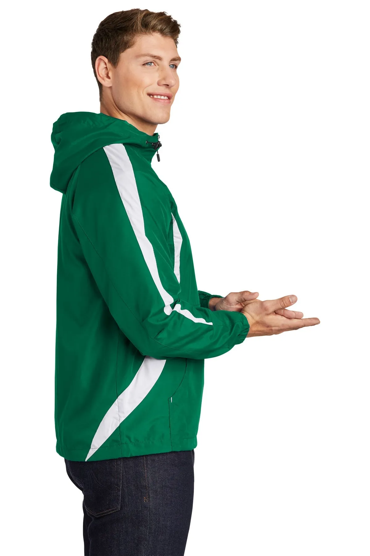 Sport-Tek Colorblock Raglan Customized Anorak Jackets, Kelly Green/White