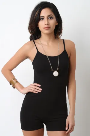 Stretchy Scooped Neck Spaghetti Straps Romper