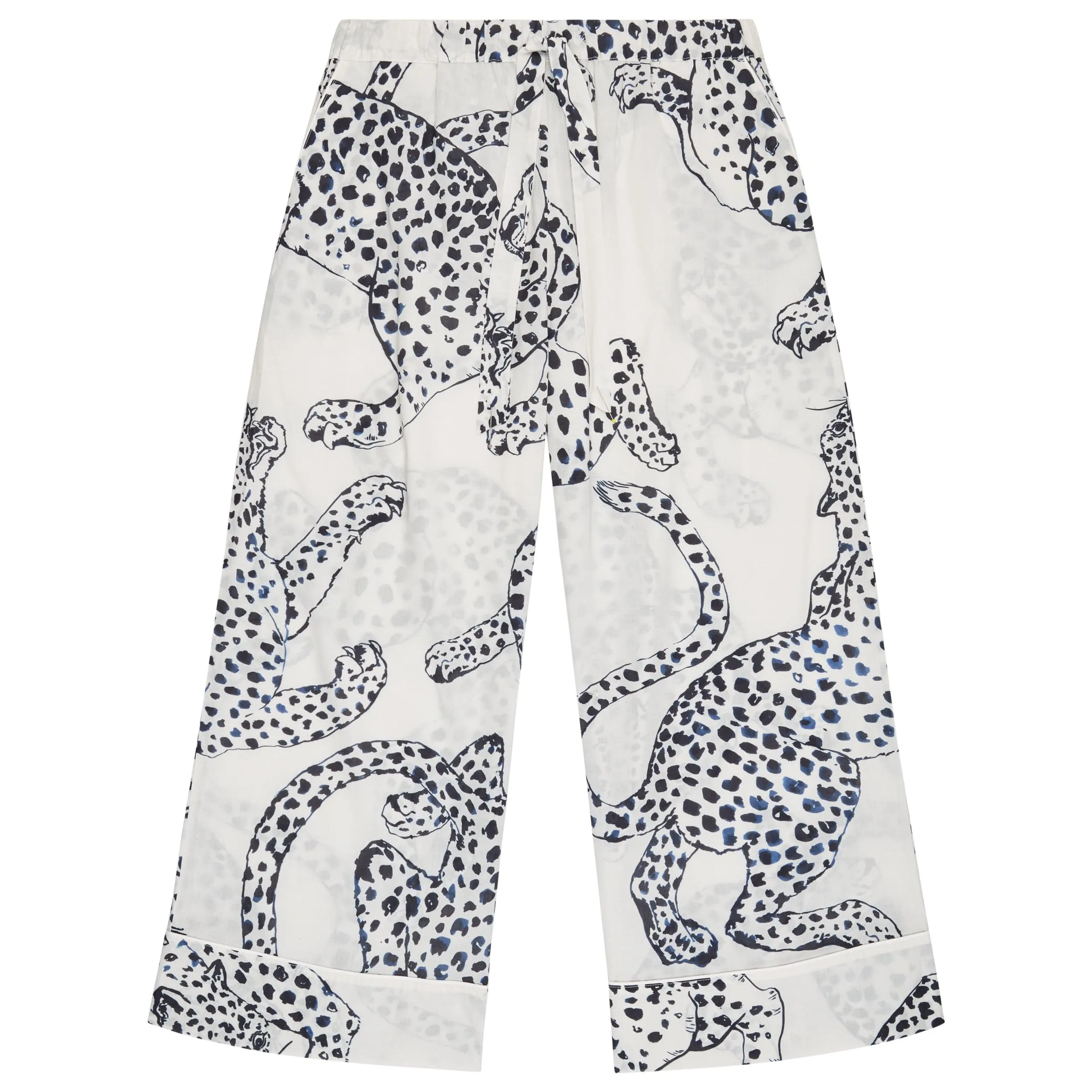 The Jag Print Womens Wide-Leg PJ Trousers - Cream