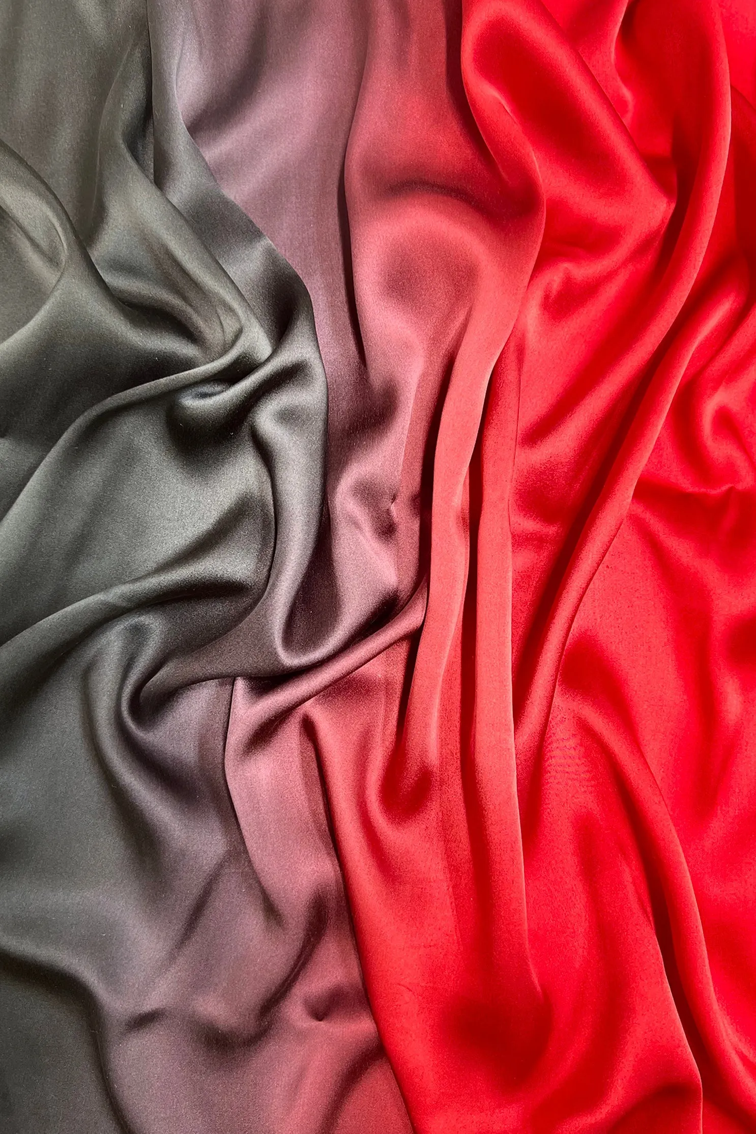 True Red/Black Satin Crepe