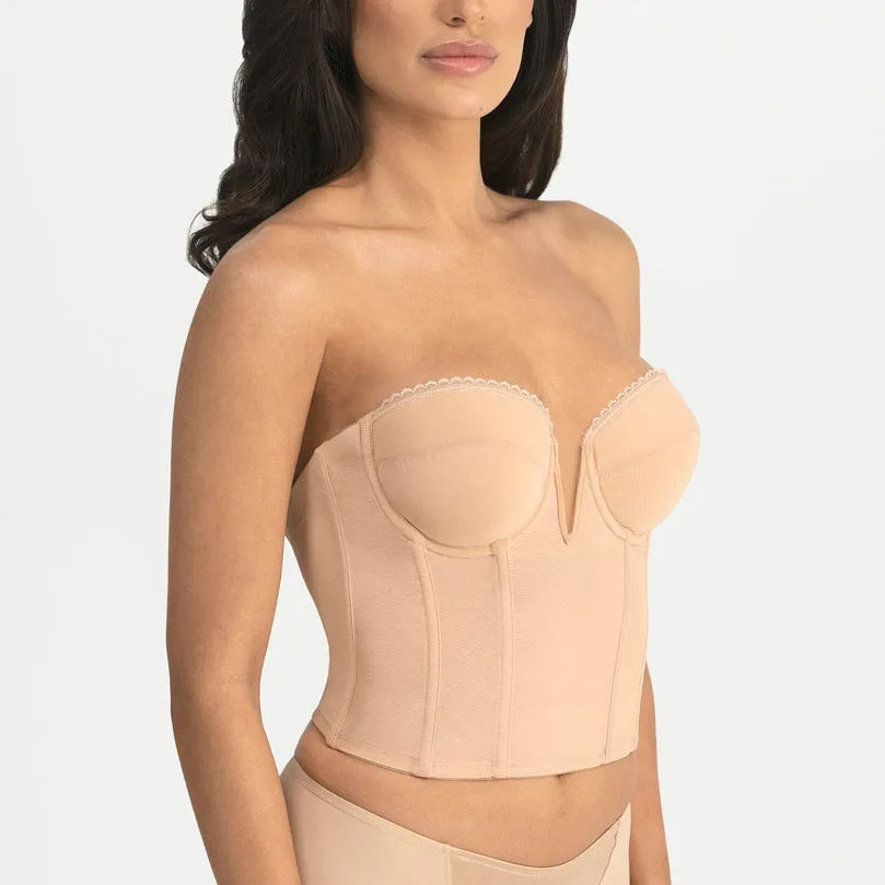 Valerie Bustier Deep Plunge V-Wire Backless Strapless Bridal Bra In Mocha - Dominique