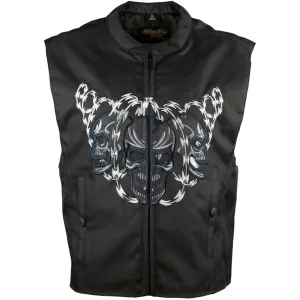 VL1929 Men's Textile Vest with Reflective Skull