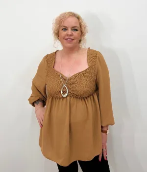 Willow One-Size Blouse in Tan