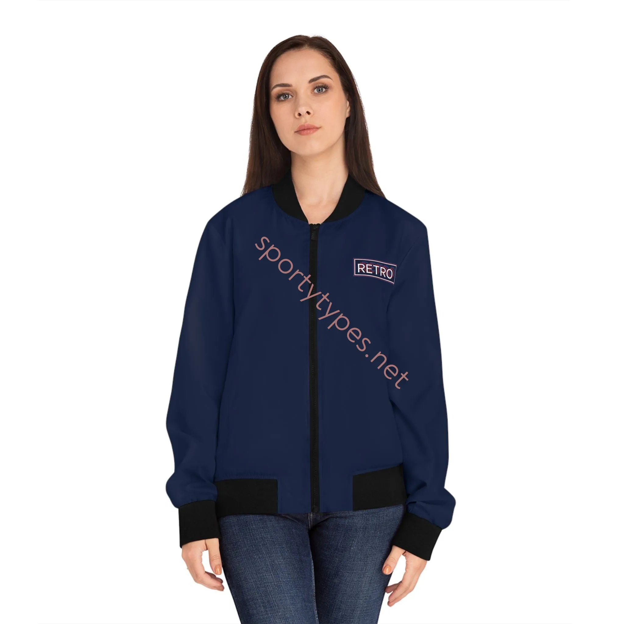 Women's Navy RETRO Bomber Jacket