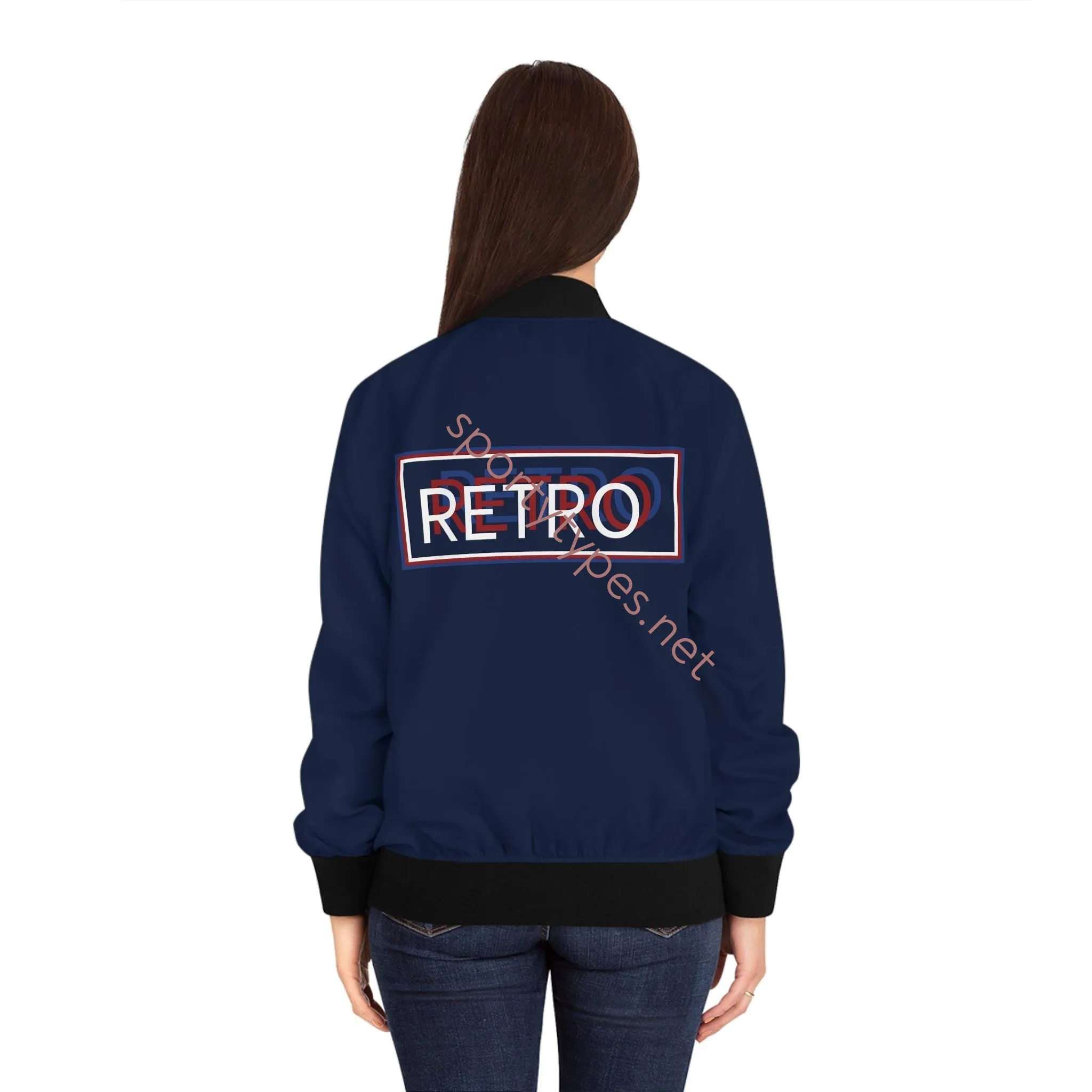 Women's Navy RETRO Bomber Jacket