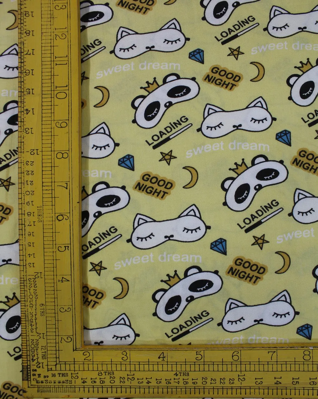 Yellow And Multicolor Kids Print Rayon Fabric