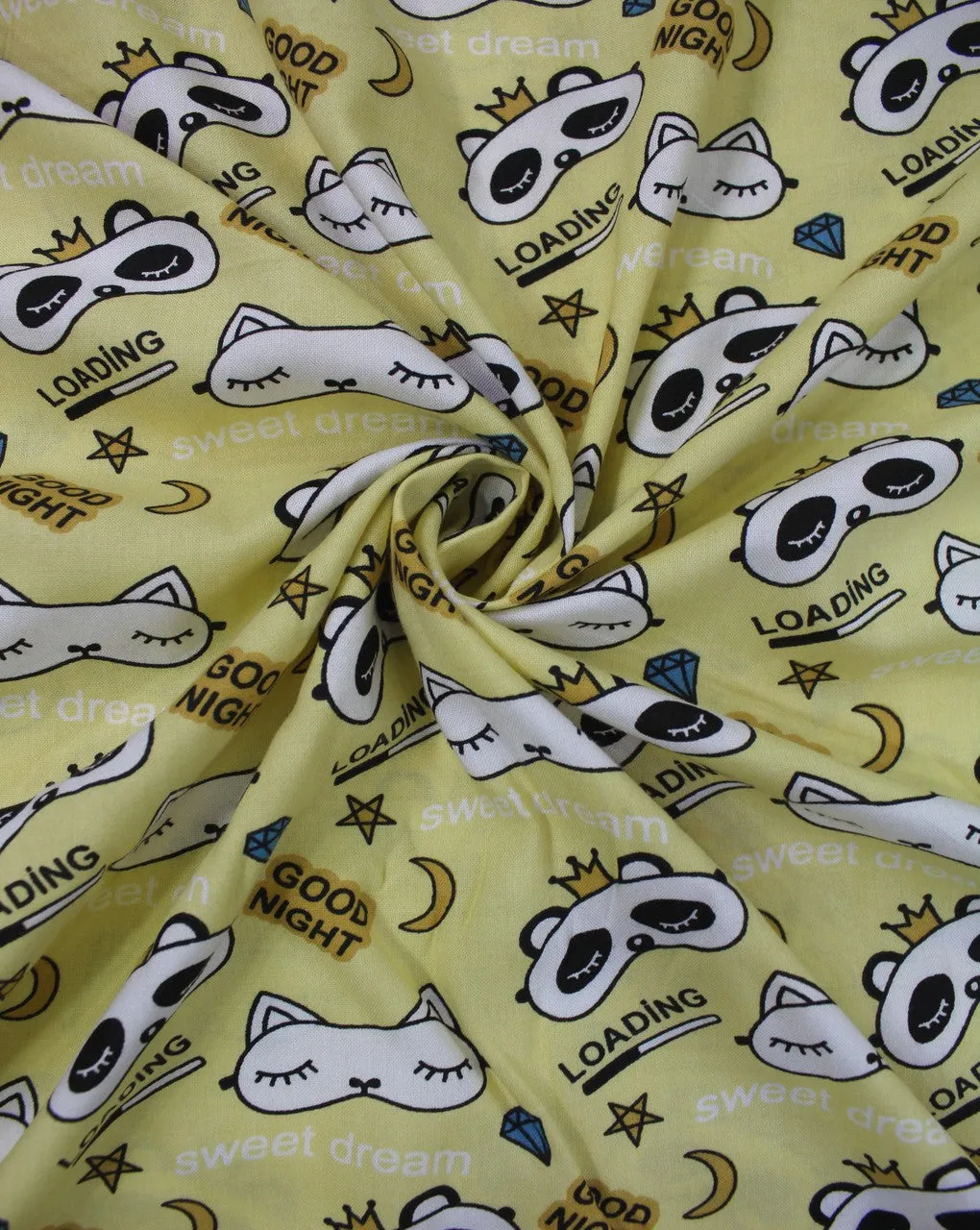 Yellow And Multicolor Kids Print Rayon Fabric