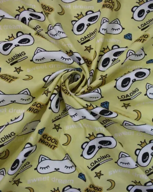 Yellow And Multicolor Kids Print Rayon Fabric