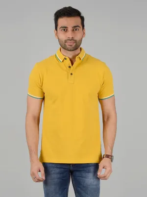 Yellow Solid Slim Fit Polo T-Shirt | JadeBlue